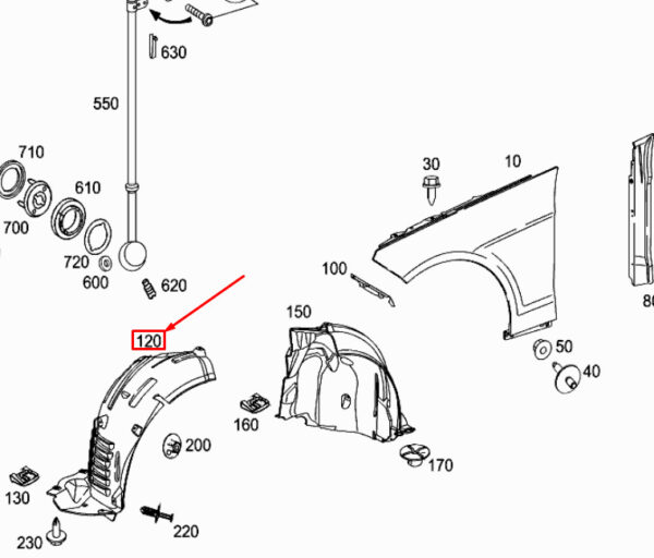NEW MB E W212 FRONT LEFT WHEEL HOUSING LINER FRONT PART A2126905430 ORIGINAL - Image 7