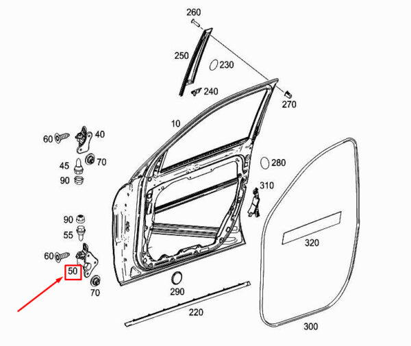 NEW MERCEDES-BENZ GLE W166 FRONT RIGHT LOWER DOOR HINGE A1667200437 ORIGINAL - Image 7