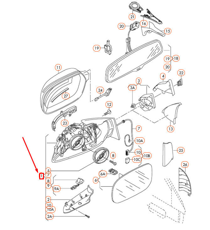 NEW AUDI A4 B8 FRONT LEFT DOOR MIRROR ASSEMBLY LHD 8K1857409G01C ORIGINAL 7 NEW AUDI A4 B8 FRONT LEFT DOOR MIRROR ASSEMBLY LHD 8K1857409G01C ORIGINAL - Image 7
