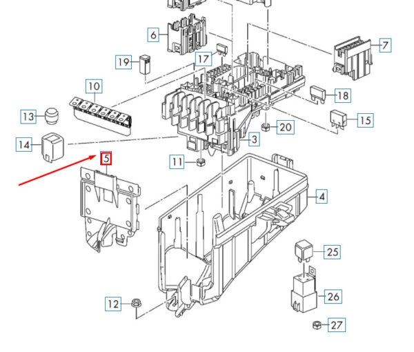 NEW AUDI A3 8V ENGINE BAY CENTRAL ELECTRICS CLOSING ELEMENT 5Q0927165F ORIGINAL - Image 7