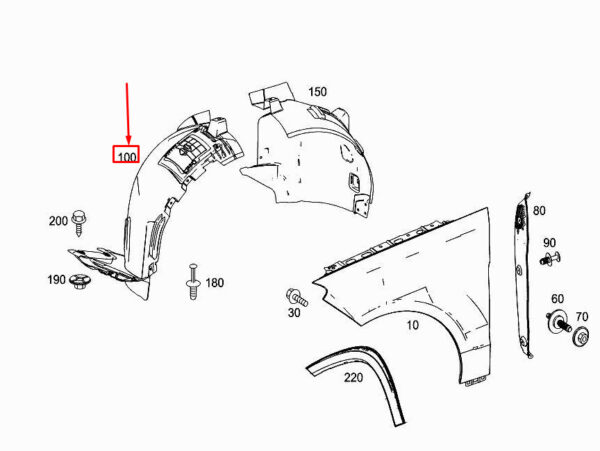 NEW MERCEDES-BENZ GLE COUPE C292 FRONT LEFT FENDER LINER A2926900030 ORIGINAL - Image 7
