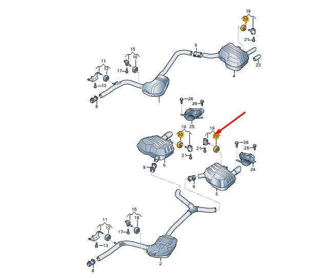 NEW AUDI A4 B9 EXHAUST SILENCER BRACKET RETAINING RING 4M0253147C ORIGINAL 7 NEW AUDI A4 B9 EXHAUST SILENCER BRACKET RETAINING RING 4M0253147C ORIGINAL - Image 7