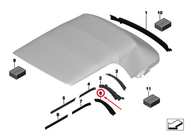 NEW MINI CABRIO F57 CONVERTIBLE REAR LEFT INSERT SEAL 54342758113 ORIGINAL - Image 7
