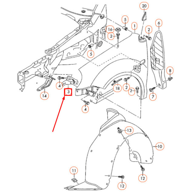 NEW VOLKSWAGEN POLO MK4 9N FRONT RIGHT FENDER BRACKET 6Q0821142 ORIGINAL - Image 7