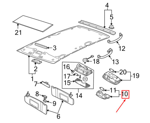 NEW AUDI A3 CABRIO 8P SUN VISOR LIGHT 3B09471098YS ORIGINAL - Image 7