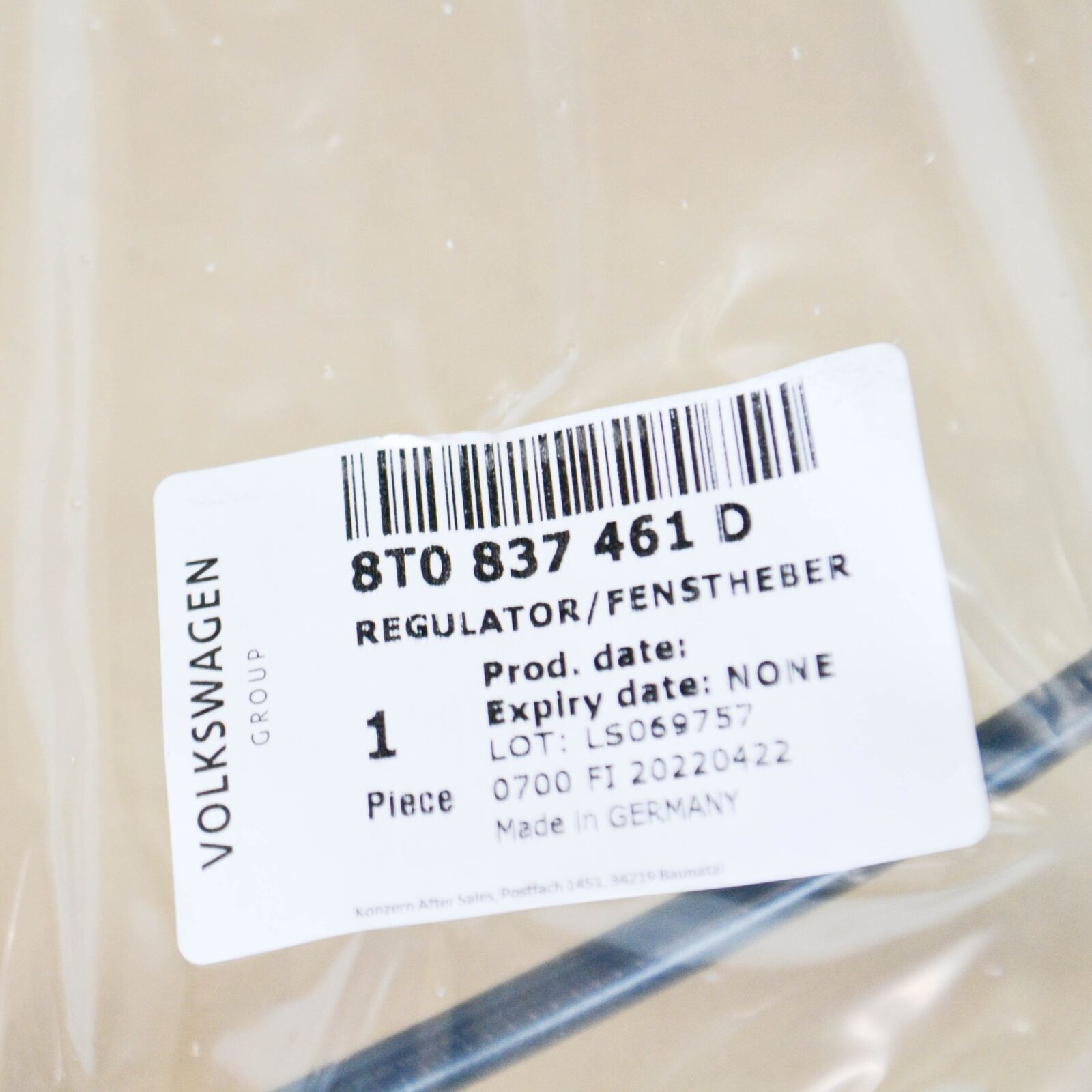 NEW AUDI A5 8T FRONT LEFT DOOR WINDOW REGULATOR 8T0837461D ORIGINAL 7 NEW AUDI A5 8T FRONT LEFT DOOR WINDOW REGULATOR 8T0837461D ORIGINAL - Image 7