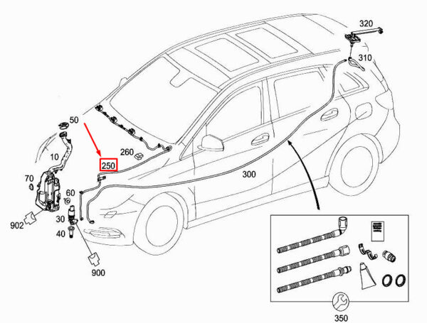 NEW MERCEDES-BENZ B W246 WINDSCREEN WASHER NOZZLE JET HOSE A2468600192 ORIGINAL - Image 7