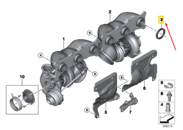 NEW BMW 1 CABRIO E88 TURBO CHARGER GASGET RING 11627558906 7558906 2008 ORIGINAL - Image 7