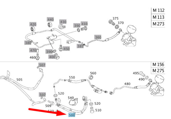 NEW MERCEDES-BENZ SL R230 PUMP TO SEPARATION POINT HOSE A2303209353 ORIGINAL - Image 7