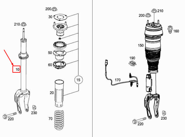 NEW MERCEDES-BENZ GLE COUPE C292 FRONT SHOCK ABSORBER A2923230100 ORIGINAL - Image 7