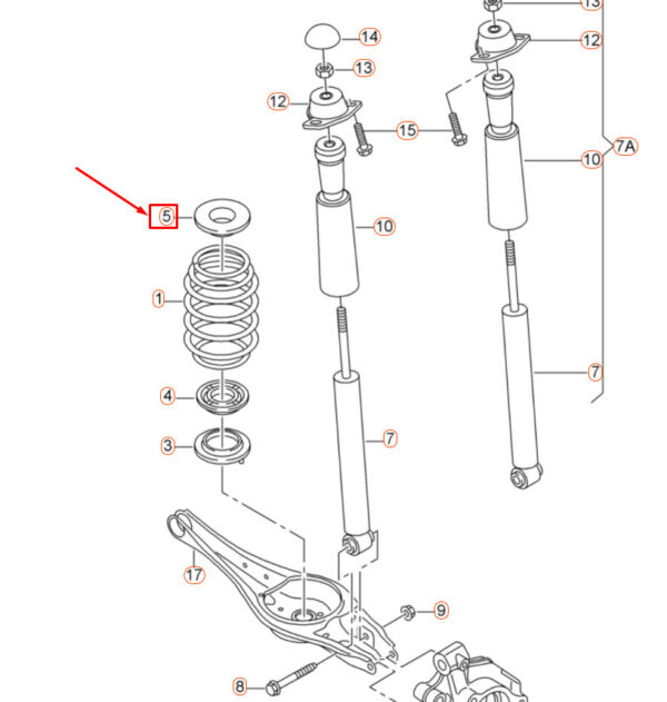 NEW AUDI A3 8V REAR UPPER AXLE SPRING UNDERLAY 5Q0512149B ORIGINAL - Image 7