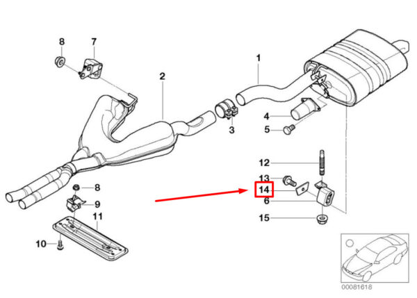 NEW BMW 5 E39 REAR MUFFLER CENTER BRACKET 18201435402 1435402 ORIGINAL - Image 7