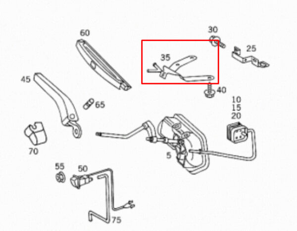 NEW MERCEDES BENZ SL R129 FRONT RIGHT HEADLIGHT WIPER BRACKET A1298240614 - Image 7
