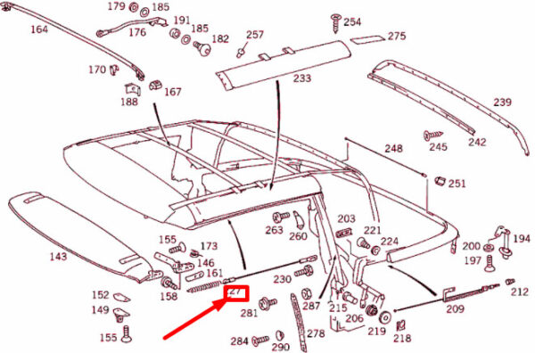 NEW MERCEDES-BENZ SL R129 FOLDING TOP RIGHT PULL A1297701266 ORIGINAL - Image 7