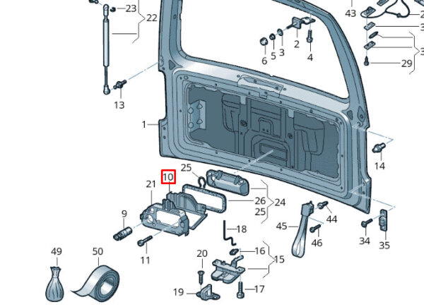 NEW VW CADDY 2K REAR BOOT LID TAILGATE HANDLE REINFORCEMENT 7E0827264B ORIGINAL - Image 5
