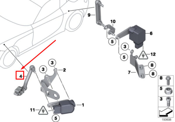 NEW BMW E89 FRONT HEADLIGHT LEVEL SENSOR STRUT SUPP. 6783206 37146783206 - Image 7