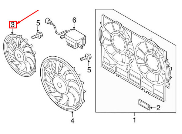 NEW AUDI Q3 8U RIGHT ENGINE RADIATOR COOLING FAN MOTOR 350MM 8K0959455S ORIGINAL - Image 7