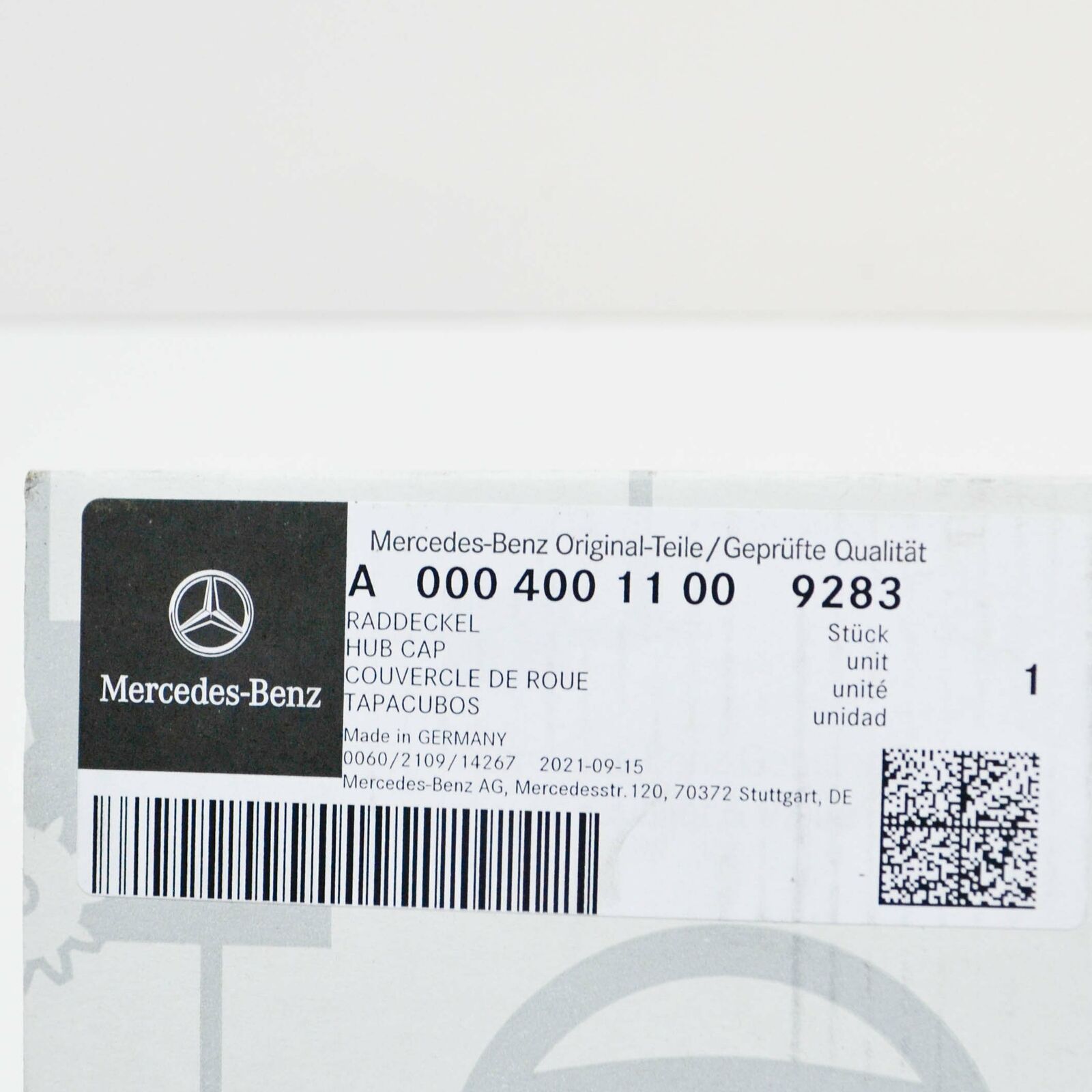 NEW MERCEDES-BENZ C W205 WHEEL HUB COVER CAP A00040011009283 ORIGINAL 7 NEW MERCEDES-BENZ C W205 WHEEL HUB COVER CAP A00040011009283 ORIGINAL - Image 7