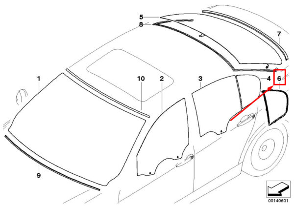 NEW BMW 3 E90 REAR RIGHT DOOR SIDE WINDOW VENT SEAL 7060220 51347060220 ORIGINAL - Image 7