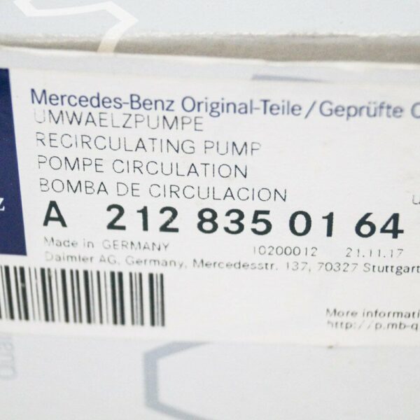 NEW MERCEDES BENZ E CLASS W212 ADDITIONAL WATER PUMP A2128350164 ORIGINAL - Image 7