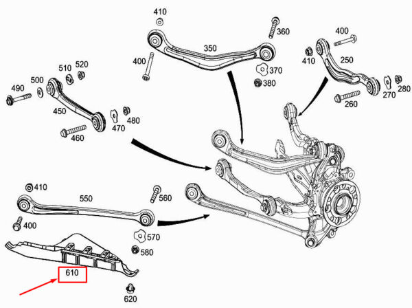 NEW MERCEDES-BENZ S W222 REAR RIGHT THRUST ARM TRIM A2223520291 ORIGINAL - Image 7
