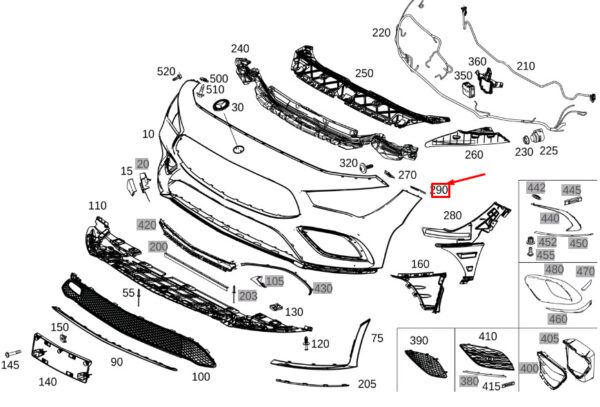 NEW MB CLA C118 FRONT BUMPER LEFT UPPER MOUNTING RAIL A1188850201 ORIGINAL - Image 7