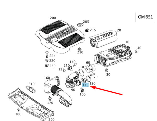 NEW MERCEDES-BENZ C W204 CHARGE AIR LINE COMPENSATION RING A6510940051 ORIGINAL - Image 7