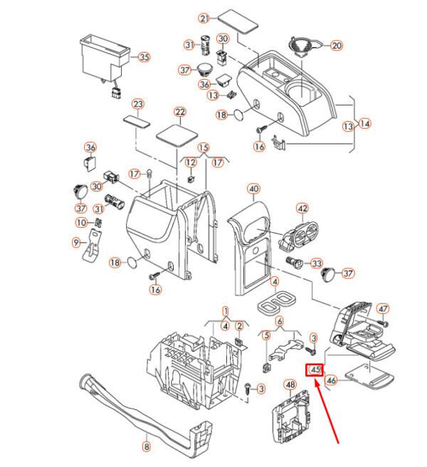 NEW VW TIGUAN 5N MK1 CONSOLE REAR STOWAGE COMPARTMENT 5N0862639A82V - Image 9