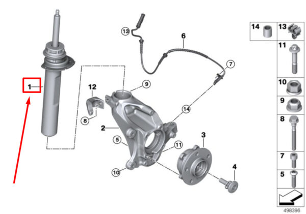 NEW BMW 2 F45 FRONT LEFT SPRING STRUT 6887333 31306887333 ORIGINAL - Image 7