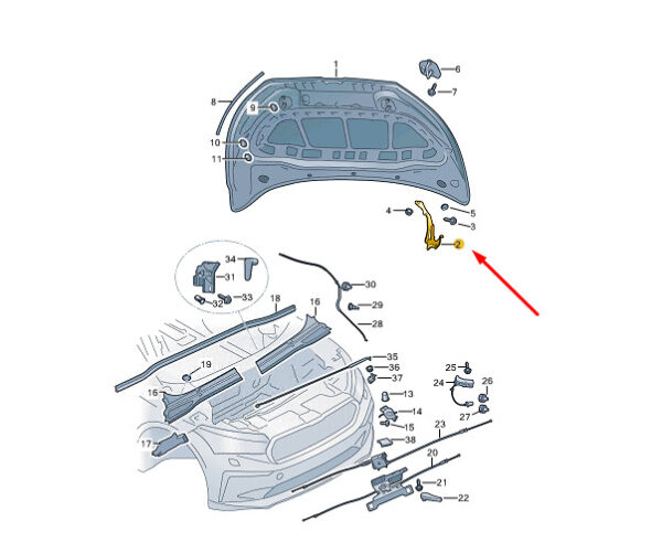 NEW SKODA ENYAQ IV FRONT LEFT BONNET HINGE 5LA823301 ORIGINAL - Image 7
