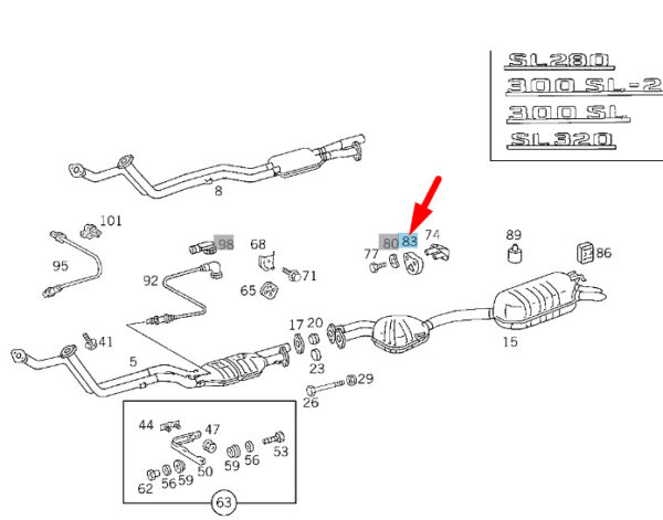 NEW MERCEDES-BENZ SL R129 CENTRAL MUFFLER SUSPENSION RING A1294920044 ORIGINAL - Image 7