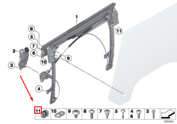 NEW MINI COOPER R56 FRONT DOOR WINDOW LIFT SYSTEM CLIP 51337342897 ORIGINAL - Image 7