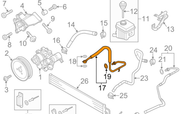NEW AUDI Q7 4L STEERING PRESSURE HOSE PIPE TUBE LHD 7L8422893CF 2015 ORIGINAL - Image 7