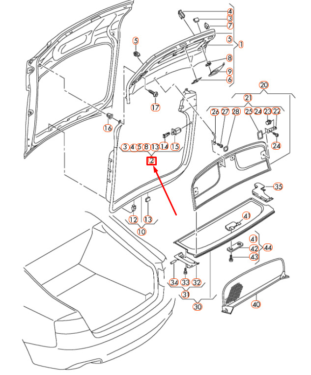 NEW AUDI A5 SPORTBACK 8T8 REAR LID PANEL SUNDRY PARTS SET 8T88982834PK 9 NEW AUDI A5 SPORTBACK 8T8 REAR LID PANEL SUNDRY PARTS SET 8T88982834PK - Image 9