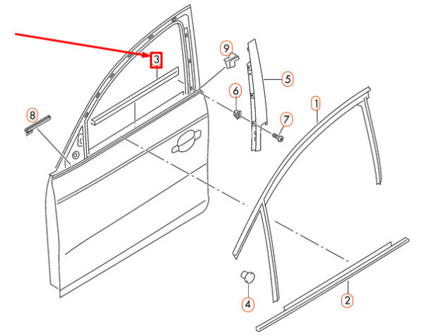 NEW AUDI A4 8K B8 FRONT LEFT INNER WINDOW SLOT SEAL TRIM 8K0837479C - Image 9