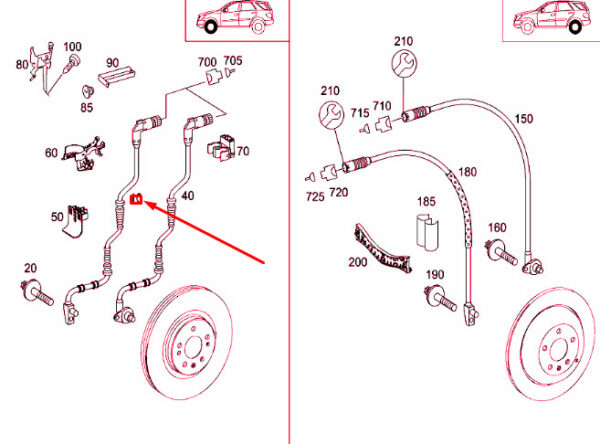 NEW MB ML W164 FRONT BRAKE WEAR INDICATOR WIRING HARNESS A1644408239 ORIGINAL - Image 7