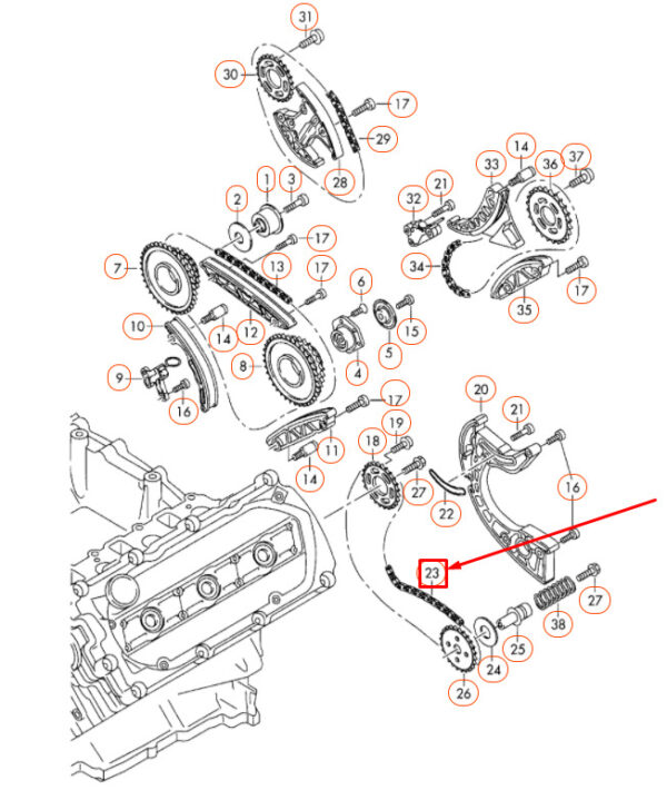 NEW AUDI A4 B8 LOWER CENTRE CAMSHAFT TIMING CHAIN 06E109465AQ - Image 9