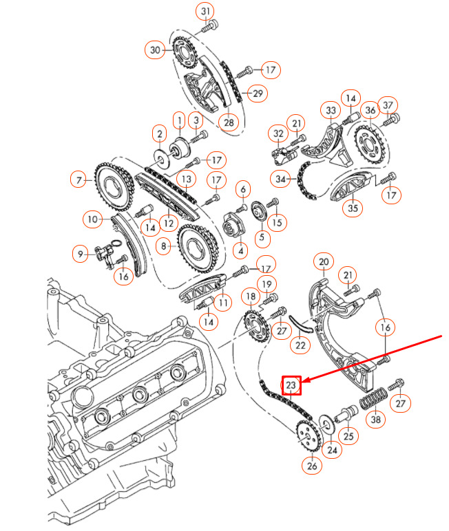 NEW AUDI A4 B8 LOWER CENTRE CAMSHAFT TIMING CHAIN 06E109465AQ 9 NEW AUDI A4 B8 LOWER CENTRE CAMSHAFT TIMING CHAIN 06E109465AQ - Image 9