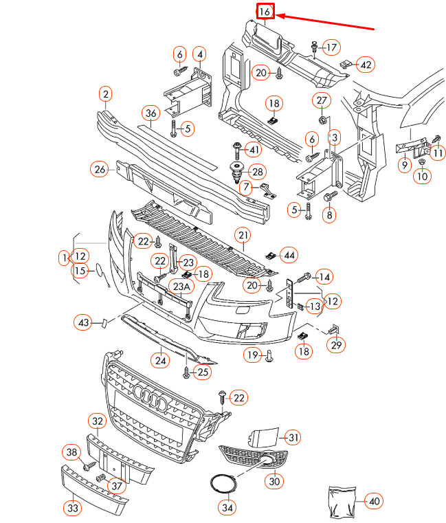 NEW AUDI A5 8T UPPER RADIATOR SUPPORT PANEL COVER 8T0807081A 9 NEW AUDI A5 8T UPPER RADIATOR SUPPORT PANEL COVER 8T0807081A - Image 9