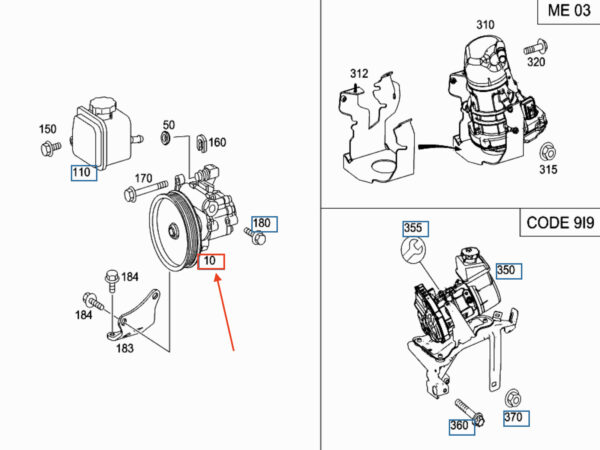 NEW MERCEDES-BENZ ML W164 POWER STEERING PUMP A004466830180 - Image 7