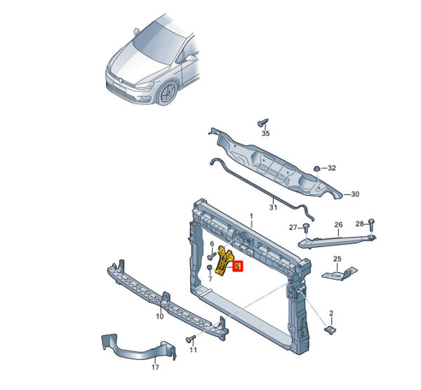 NEW VOLKSWAGEWN GOLF SPORTSVAN AM1 RADIATOR HOLDER 510805567 ORIGINAL - Image 7