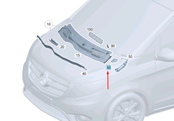 NEW MB VITO W447 FRONT WIPER COVER RIGHT TRIM A44788416749051 ORIGINAL - Image 7