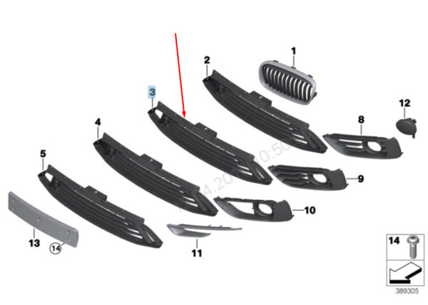 NEW BMW 2 F45 FRONT BUMPER CENTER OPEN GRILLE 51117347109 7347109 2015 - Image 7