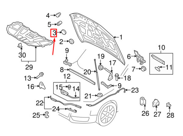 NEW AUDI Q3 8U FRONT HOOD PLUG 8P4803593A ORIGINAL - Image 7
