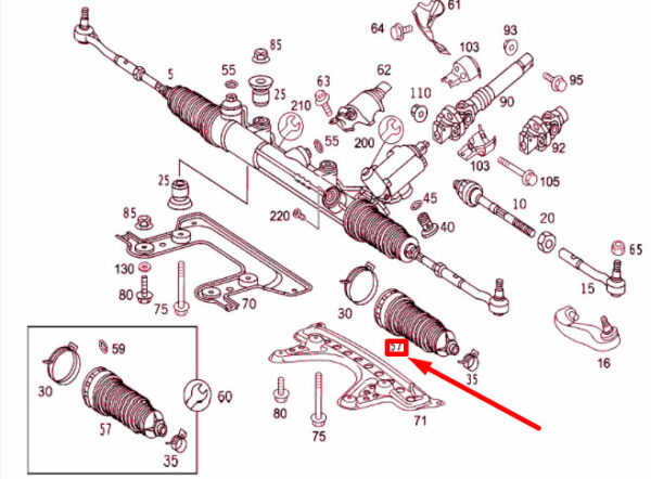 NEW MERCEDES-BENZ S W220 RACK-AND-PINION STEERING BOOT A2204630296 - Image 7