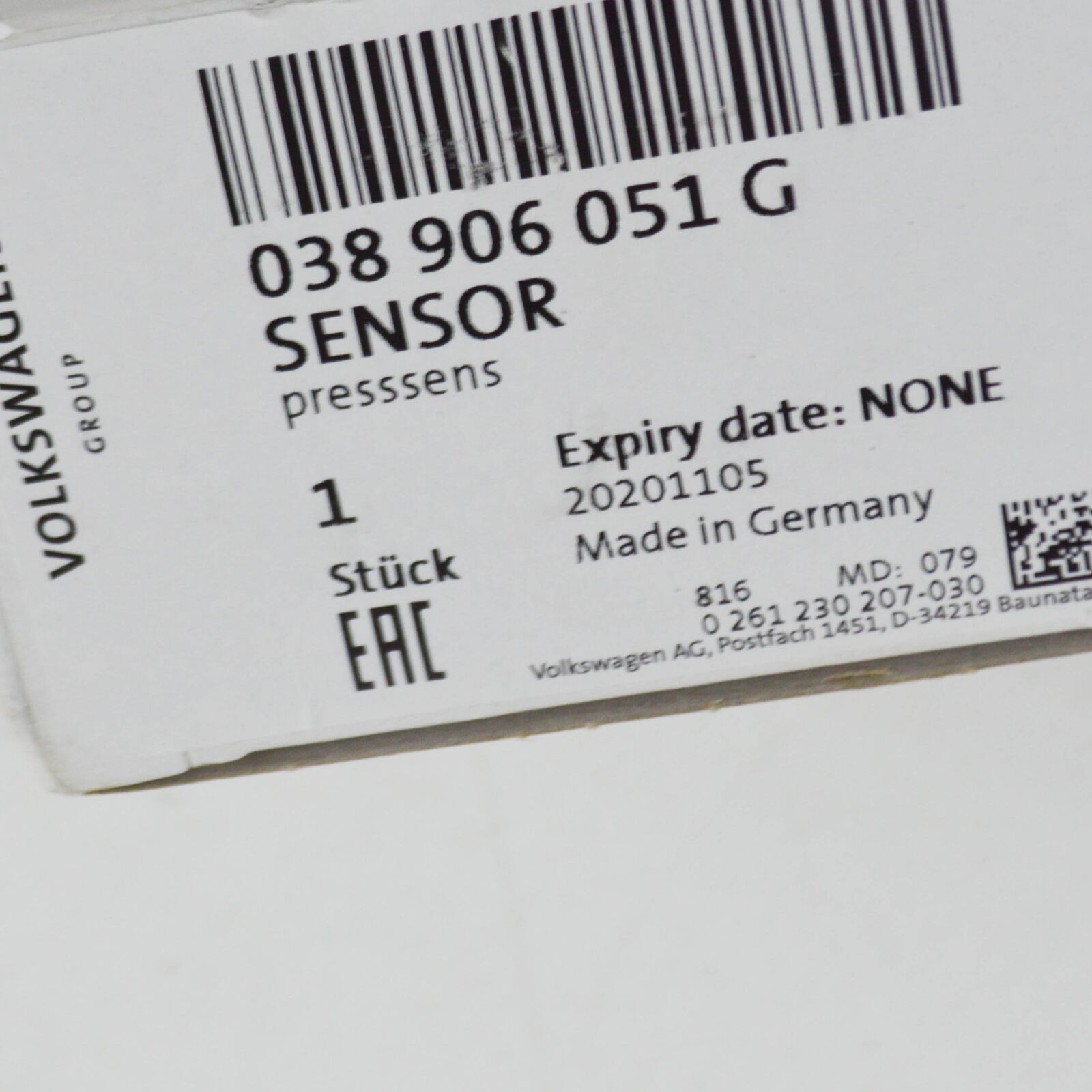NEW AUDI A4 B8 MAP PRESSURE SENSOR 038906051G ORIGINAL 7 NEW AUDI A4 B8 MAP PRESSURE SENSOR 038906051G ORIGINAL - Image 7
