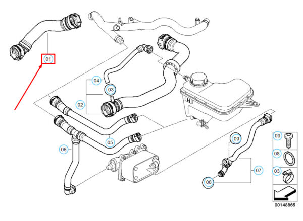 NEW BMW X3 E83 RADIATOR COOLANT HOSE 17123450645 3450645 - Image 7