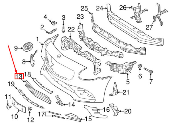 NEW MERCEDES-BENZ SLK R172 FRONT BUMPER LOWER GRILLE A1728851000 - Image 7