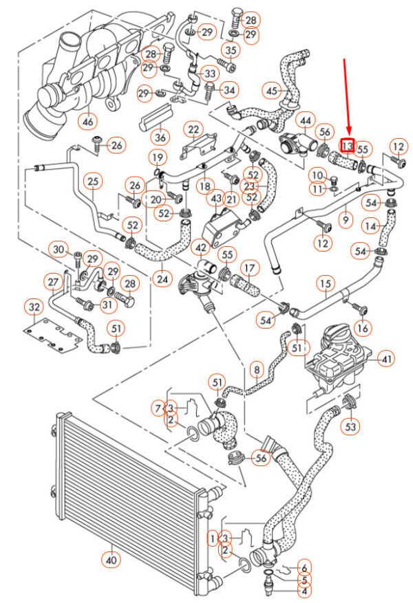 NEW AUDI A4 B7 COOLANT FLANGE HOSE 06D121101B ORIGINAL - Image 7