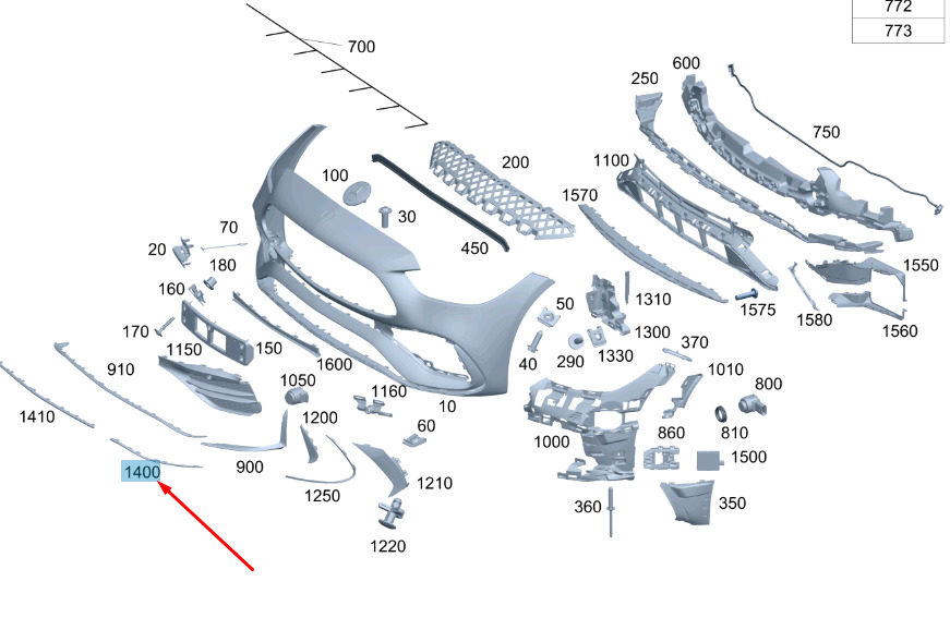 NEW MERCEDES-BENZ C W206 AMG FRONT BUMPER LEFT LOWER TRIM A2068854302 ORIGINAL 7 NEW MERCEDES-BENZ C W206 AMG FRONT BUMPER LEFT LOWER TRIM A2068854302 ORIGINAL - Image 7